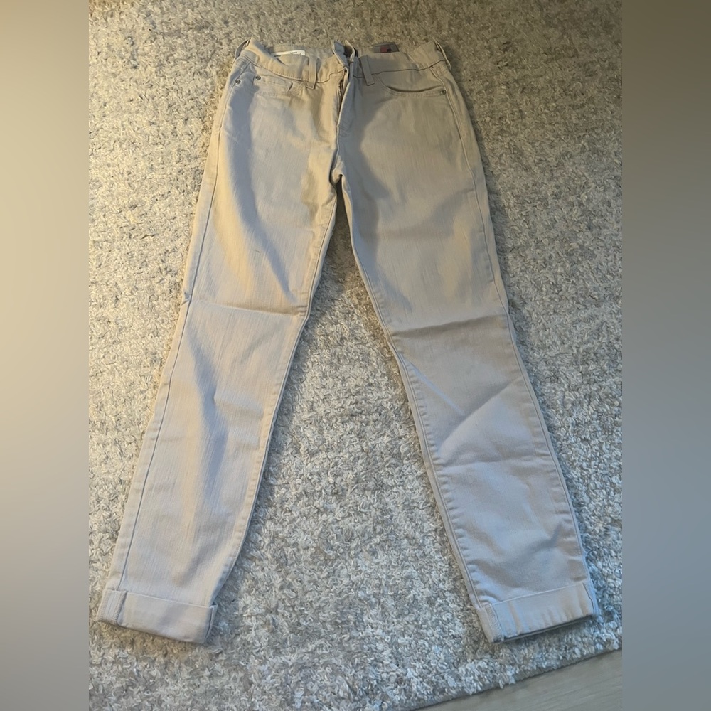 High-waisted skinny ankle khakis